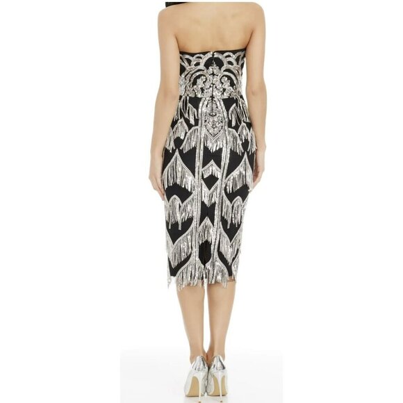 NEW Dress the Population $328 Viviana Fringe Sequin Bodycon Dress XS - Picture 2 of 7